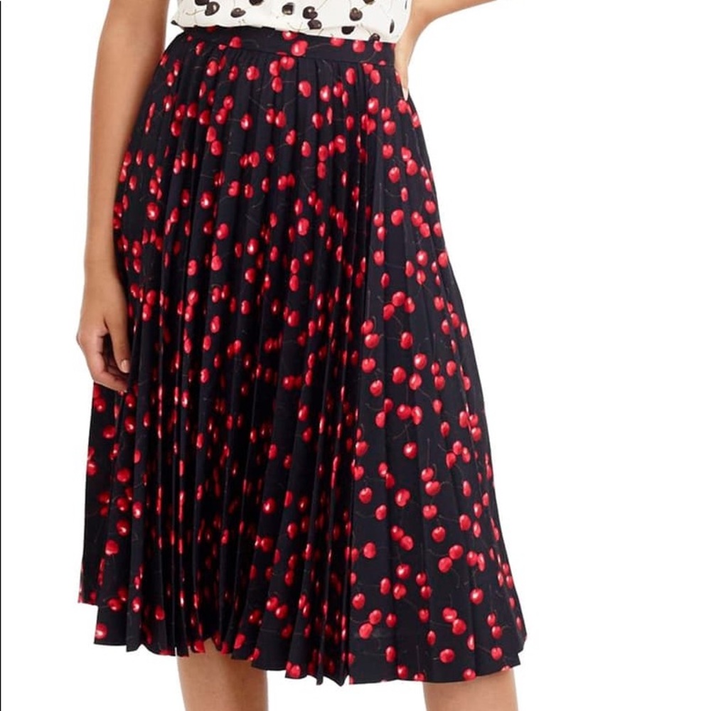 Never Worn! J.Crew Cherry Print Pleated Skirt